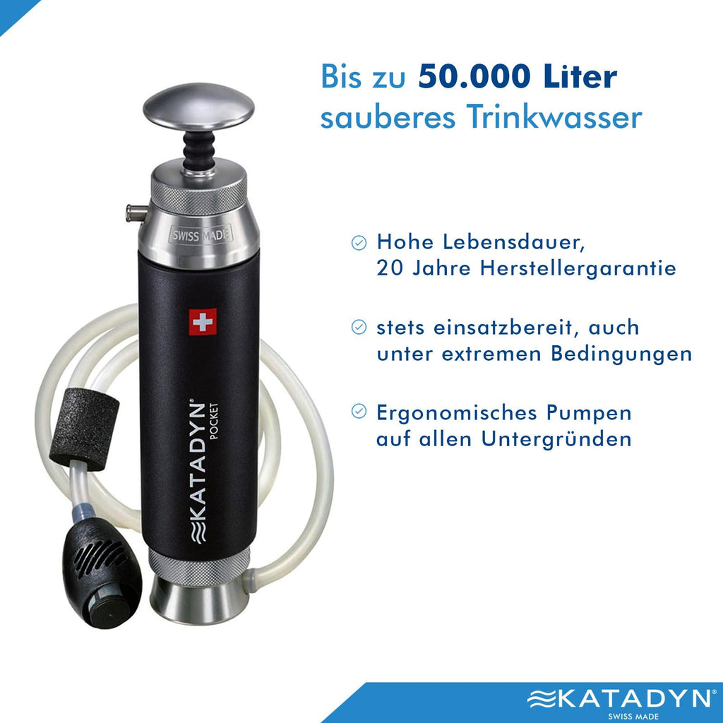 Outdoor-Wasserfilter Pocket 2010000 mit Keramikfilter bis 50000 L 1 L/min kompakter Pumpfilter mit Vorfilter