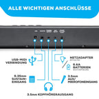 Digitalpiano Recital Play 88 Tasten 480 Sounds USB MIDI mit Ständer Sustain-Pedal Kopfhörer und Tragetasche