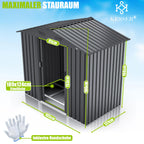 Metall Gerätehaus 4,2 m³ mit Fundamentrahmen 195 × 131 × 186 cm 2 Schiebetüren wetterfest