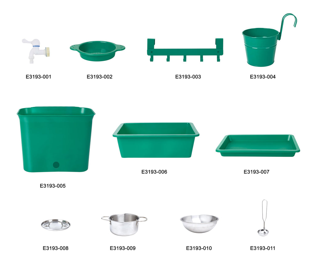 Outdoor Spielküche E3193 aus Kiefernholz für Kinder ab 3 Jahren mit Herd Backofen Spüle Wassertank und Küchenzubehör