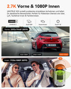 2K Dashcam N2X Dualkamera 2.5K 60FPS vorne und 1080P innen STARVIS 2 HDR 5GHz WLAN GPS Nachtsicht Sprachsteuerung