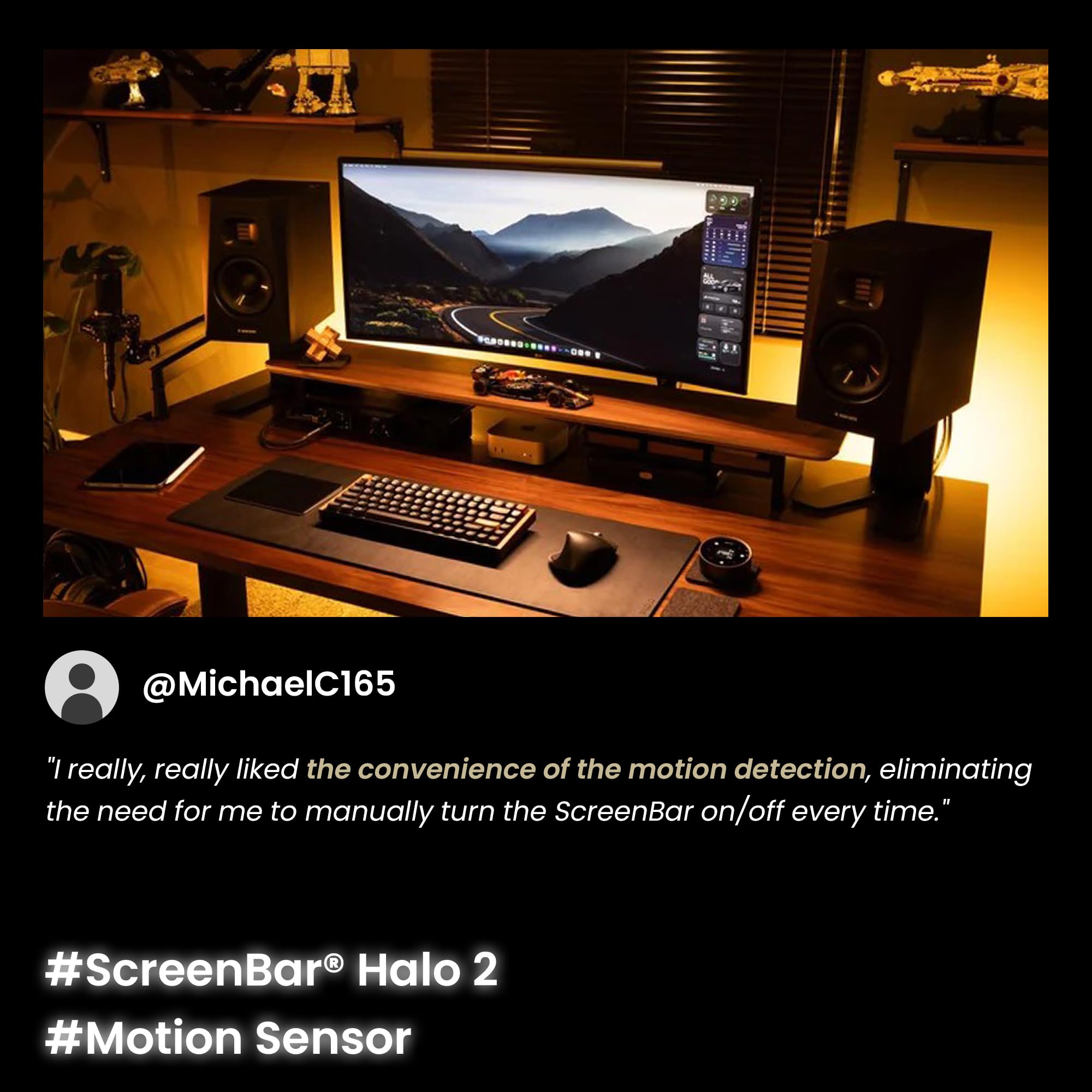 Monitorlampe ScreenBar Halo 2 mit Rücklicht, USB, 5 W, 2700–6500 K, dimmbar, Bewegungssensor, kabelloser Controller, für Monitore 0,43–6 cm