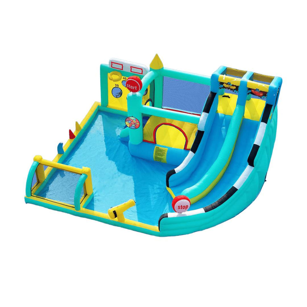 Kinder-Hüpfburg 20286 mit Wasserrutsche und Pool 452 x 416 x 210 cm 550-W-Gebläse für Indoor und Outdoor