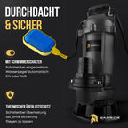 Schmutzwasserpumpe WQD1500 1500W mit Schneidwerk 26400 l/h 20 m 2 Zoll Gewebeschlauch Tragetasche