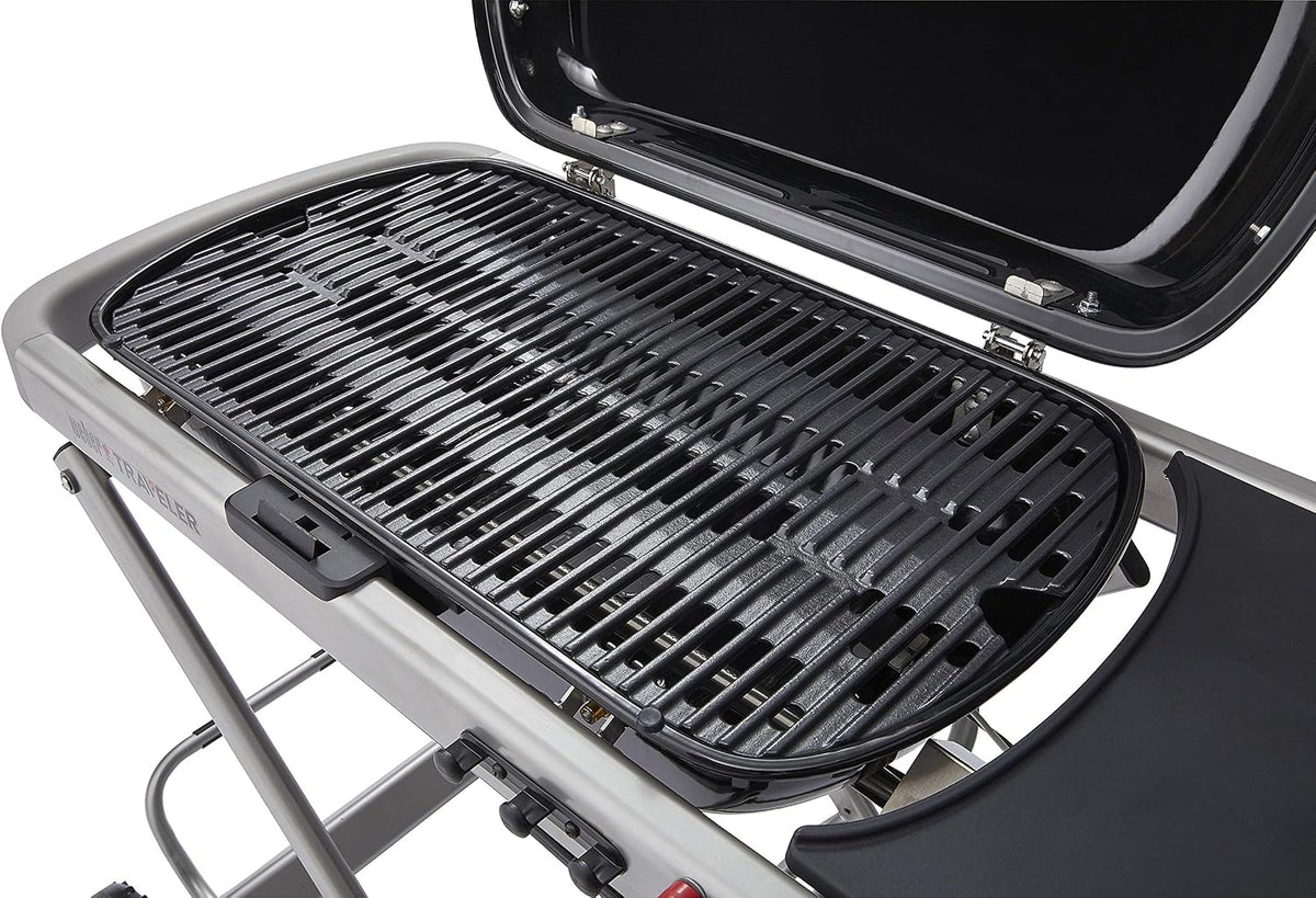 Tragbarer Gasgrill Traveler mit klappbarem Untergestell und Rädern 3,8 kW Brenner 2065 cm² Grillfläche Deckelthermometer