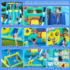 Kinder-Hüpfburg 20286 mit Wasserrutsche und Pool 452 x 416 x 210 cm 550-W-Gebläse für Indoor und Outdoor