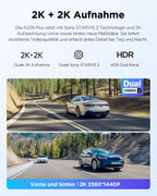 2K Dashcam A229 Plus 2CH Dual HDR 2K vorne und hinten 5 GHz WLAN GPS Sprachsteuerung Nachtsicht
