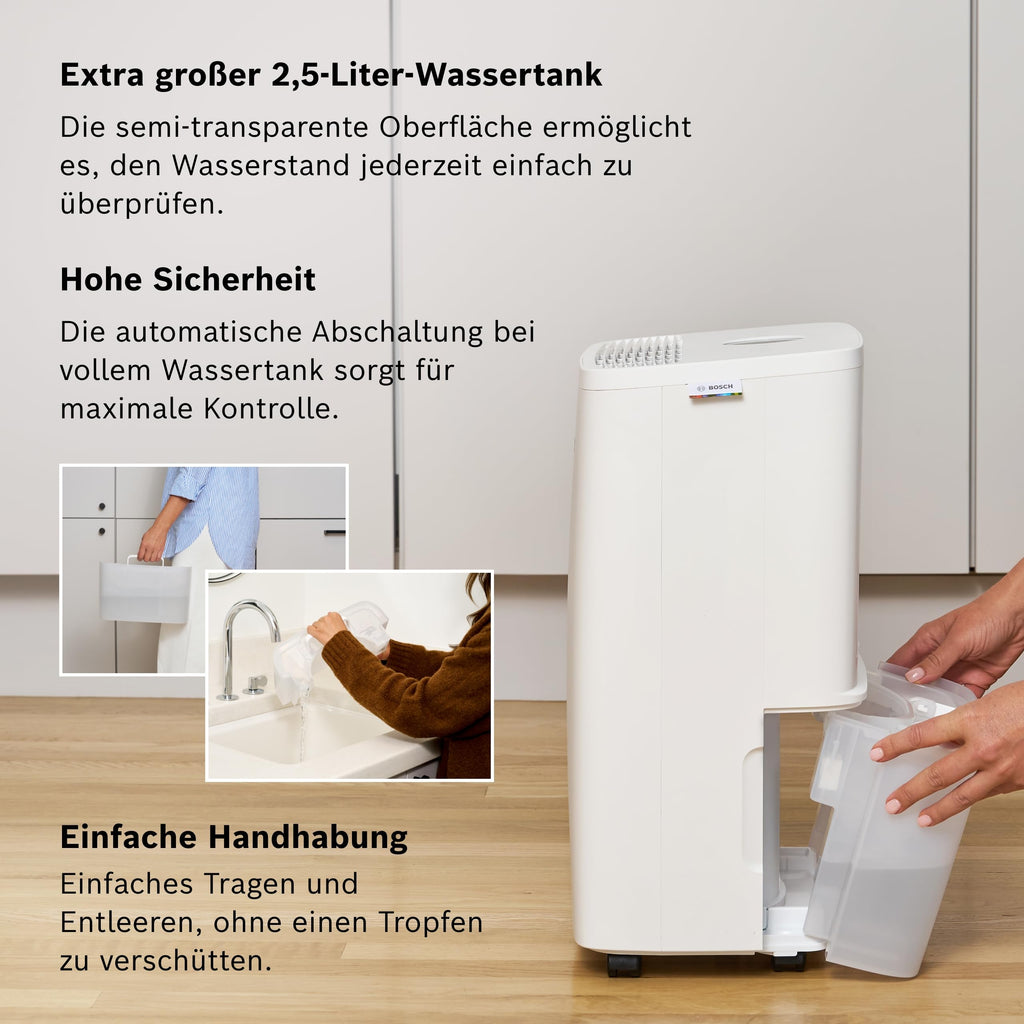 Luftentfeuchter Dry 1000 für Räume bis 17 m² 10 l/Tag Entfeuchtungsleistung 2,5 l Wassertank 3 Betriebsmodi 34 dB