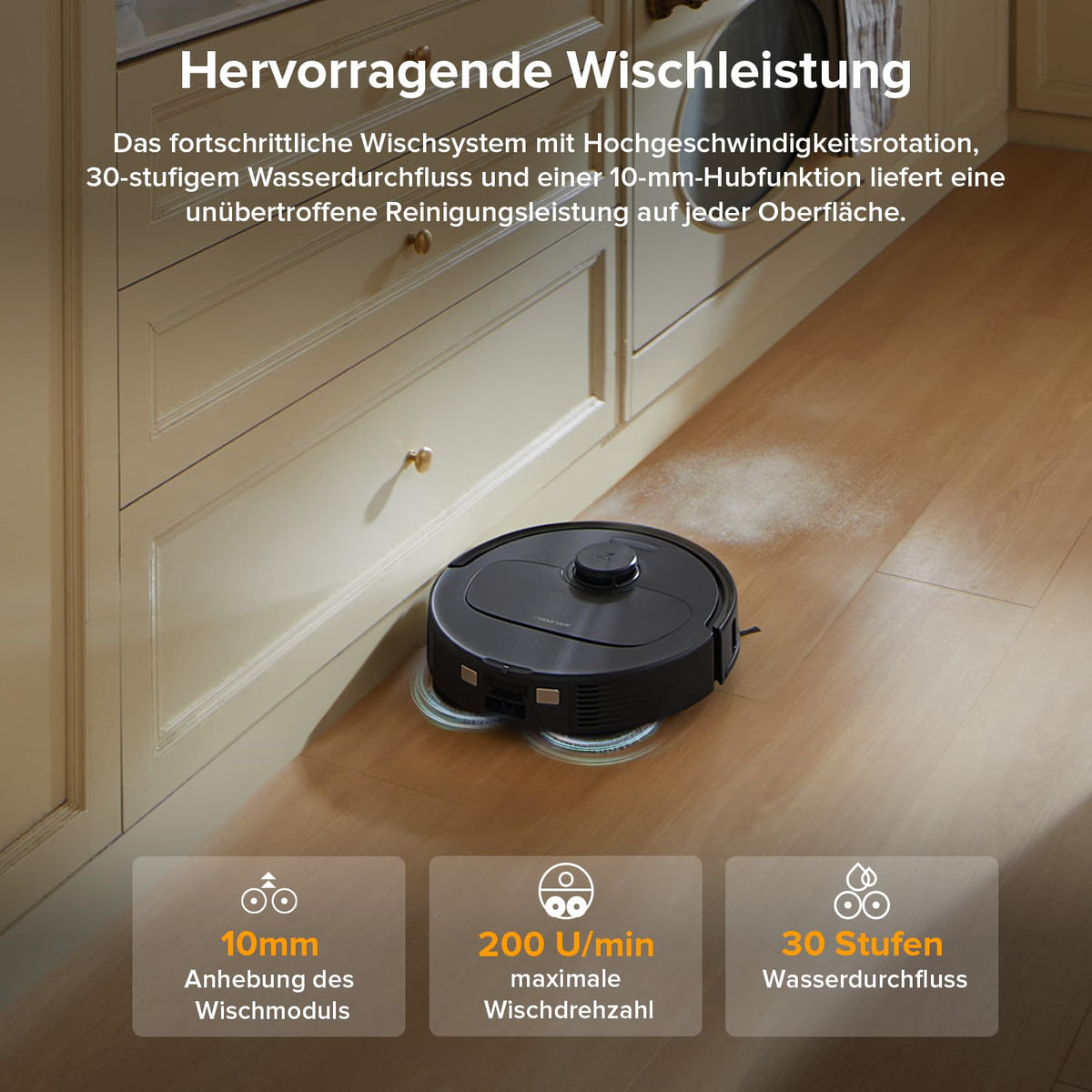 Saugroboter mit Wischfunktion QV 35A 8000 Pa 10 mm Mopp-Anhebung LiDAR-Navigation Anti-Tangle-Bürste All-in-One-Dock App-Steuerung