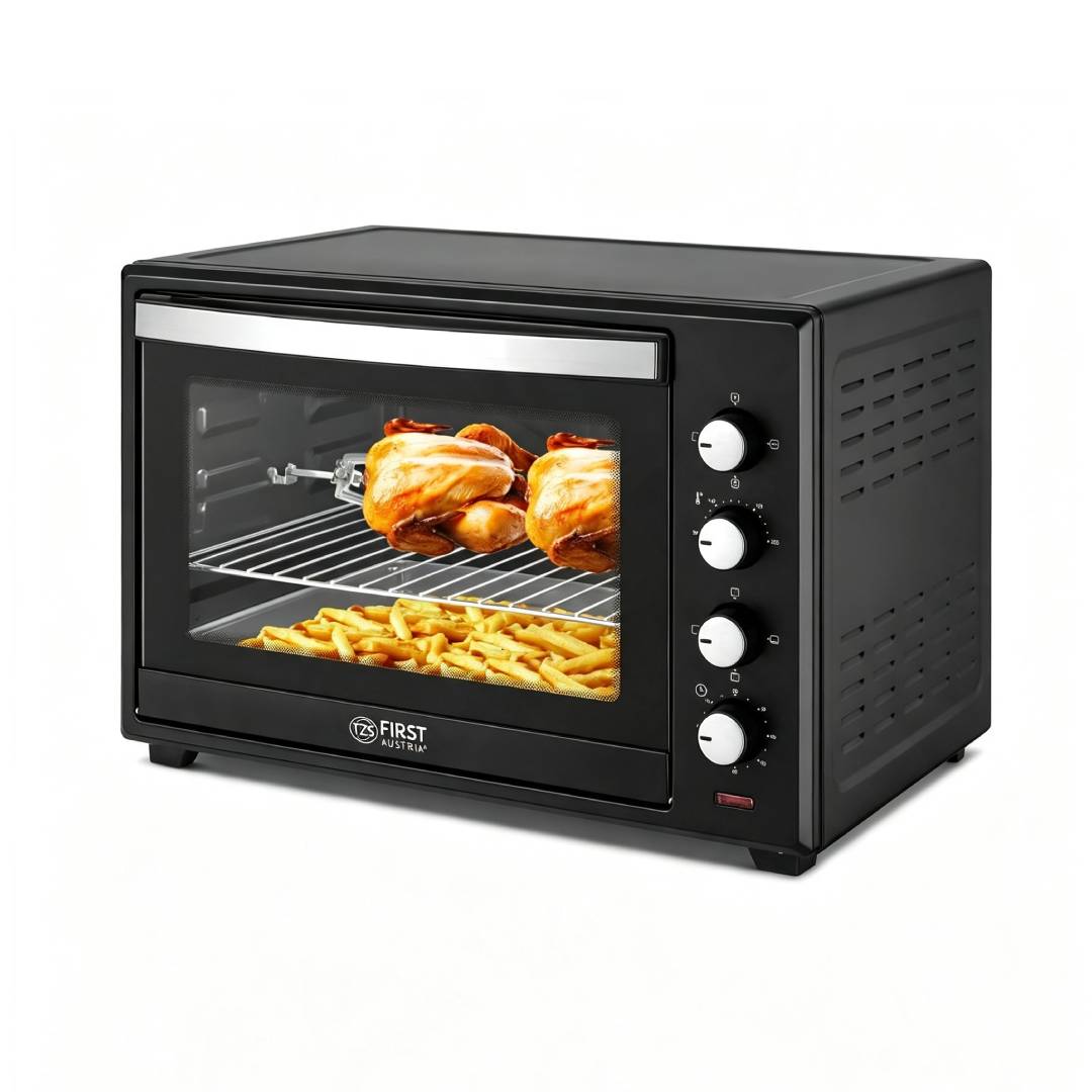 Minibackofen FA-5047 60 l 2000 W bis 230 °C 6 Heizmodi 60-Minuten-Timer Backblech Grillrost Drehspieß