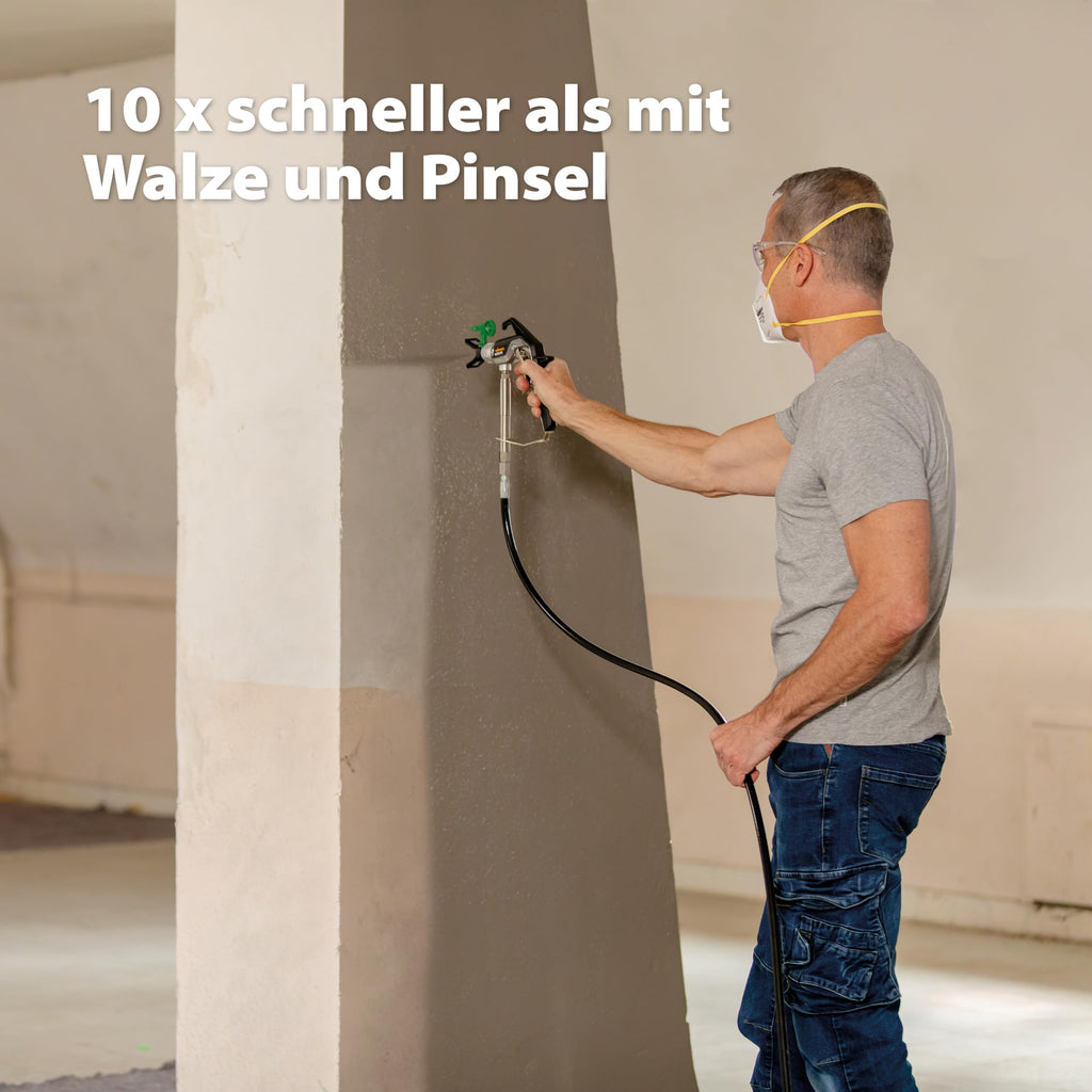 Airless Farbsprühsystem Control Pro 250 M 110 Bar mit 9 m Schlauch und Airlesspistole für Wandfarben Lacke und Lasuren