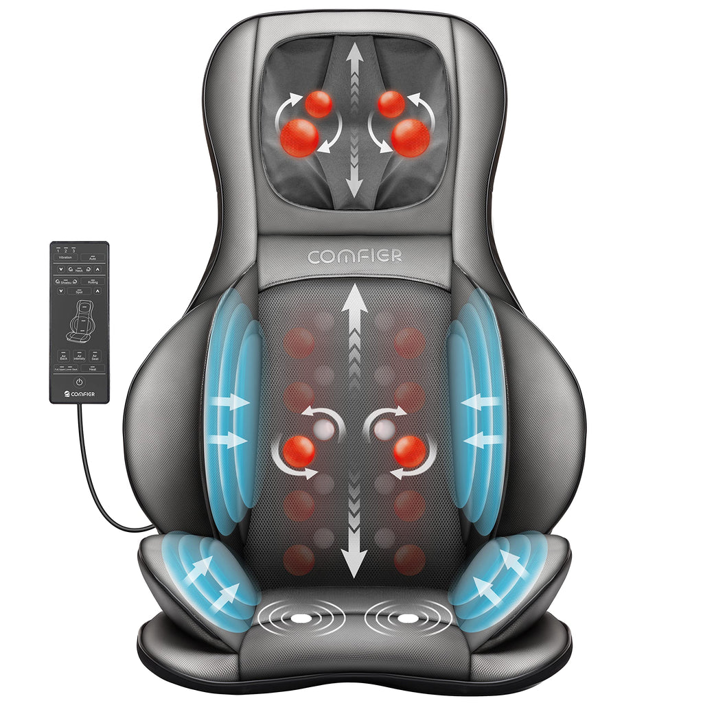 Shiatsu Massagesitzauflage mit Wärme 3D-Knetmassage Rollenmassage 3 Intensitätsstufen 15-Minuten-Timer für Nacken Rücken Schultern