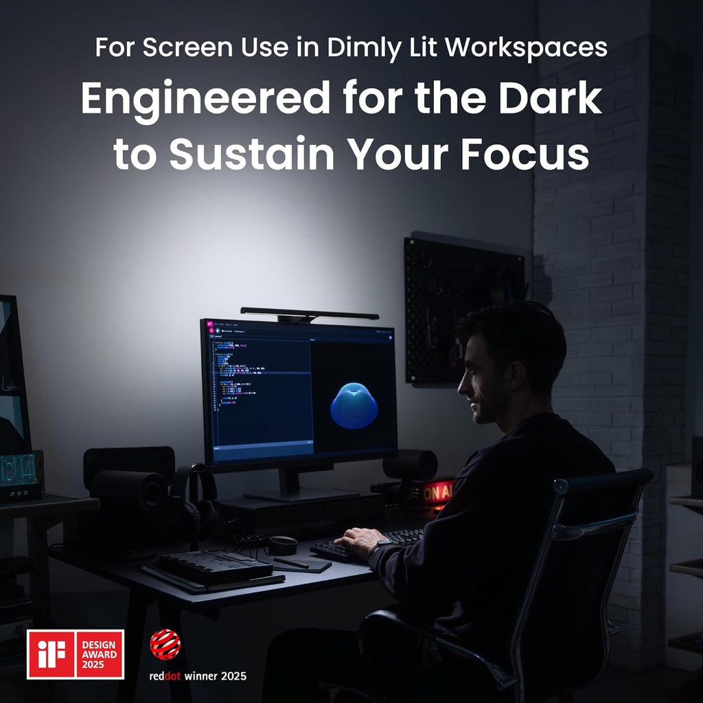 Monitorlampe ScreenBar Halo 2 mit Rücklicht, USB, 5 W, 2700–6500 K, dimmbar, Bewegungssensor, kabelloser Controller, für Monitore 0,43–6 cm