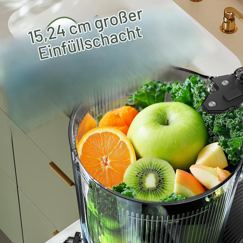 Slow Juicer Kaltpress Entsafter C16 250 W 2,6 L Fassungsvermögen 150 mm Einfüllöffnung