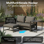 Gartenmöbel Set 5-teilig mit 2 Sesseln 2 Hockern 1 Tisch Metallgestell wetterfest für 2-4 Personen