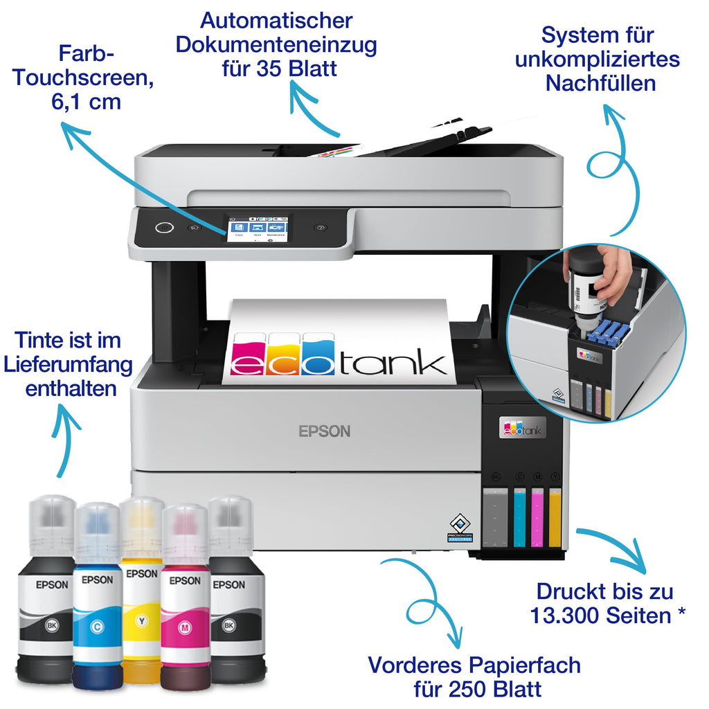 Tintentank-Multifunktionsdrucker EcoTank ET-5150 A4 WLAN Ethernet Duplexdruck 4800 x 1200 dpi 250 Blatt 35 Blatt Dokumenteneinzug