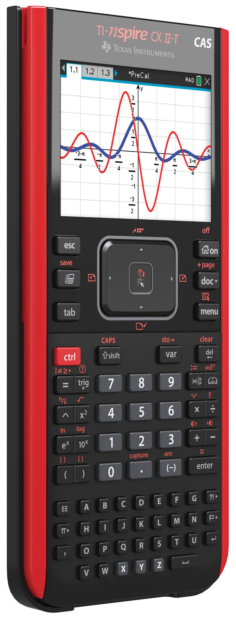 Grafikrechner TI-Nspire CX II-T CAS mit Farbdisplay 3D-Anzeige 90 MB Speicher und wiederaufladbarem Akku