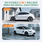 Mobile Wallbox 11kW mit App 400V 16A 3-phasig 7,6m Typ 2 Ladekabel CEE IP66 OLED Wandmontage für E-Autos