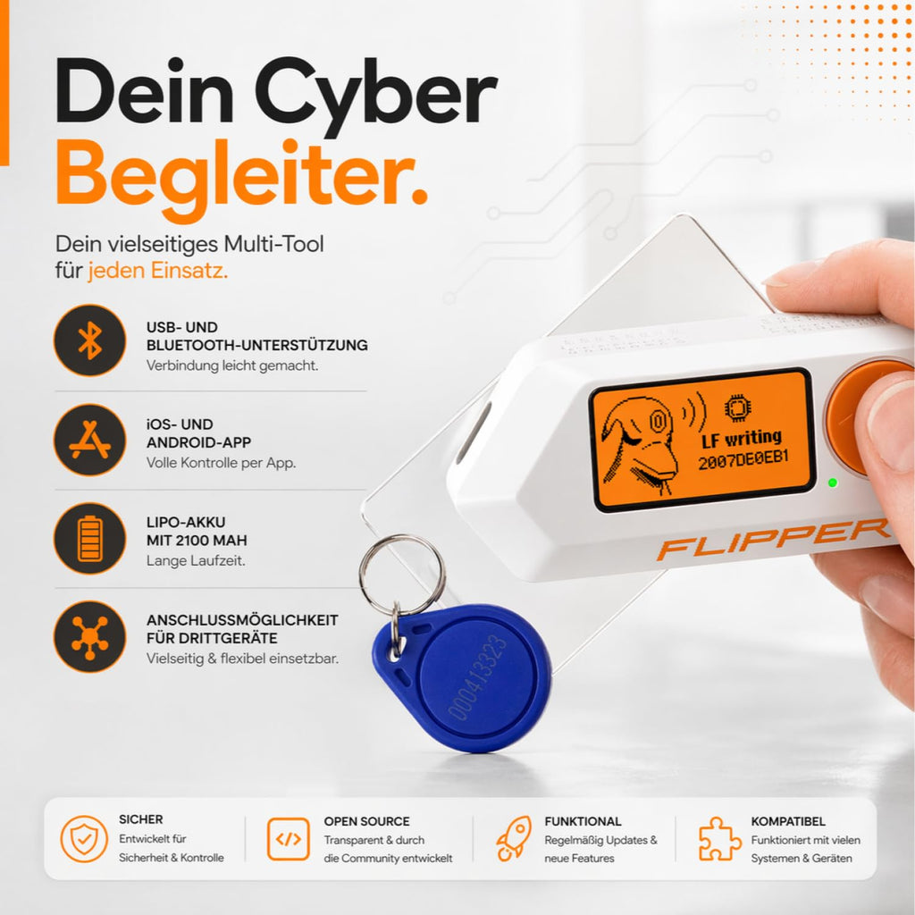 Flipper Zero Starter Set mit WiFi-Board Silikonhülle 64GB Speicherkarte und USB-Kartenleser