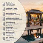 Pavillon 3 x 4 m mit Seitenteilen UV 50+ wasserabweisendes Dach Stahlgestell Dachhaube