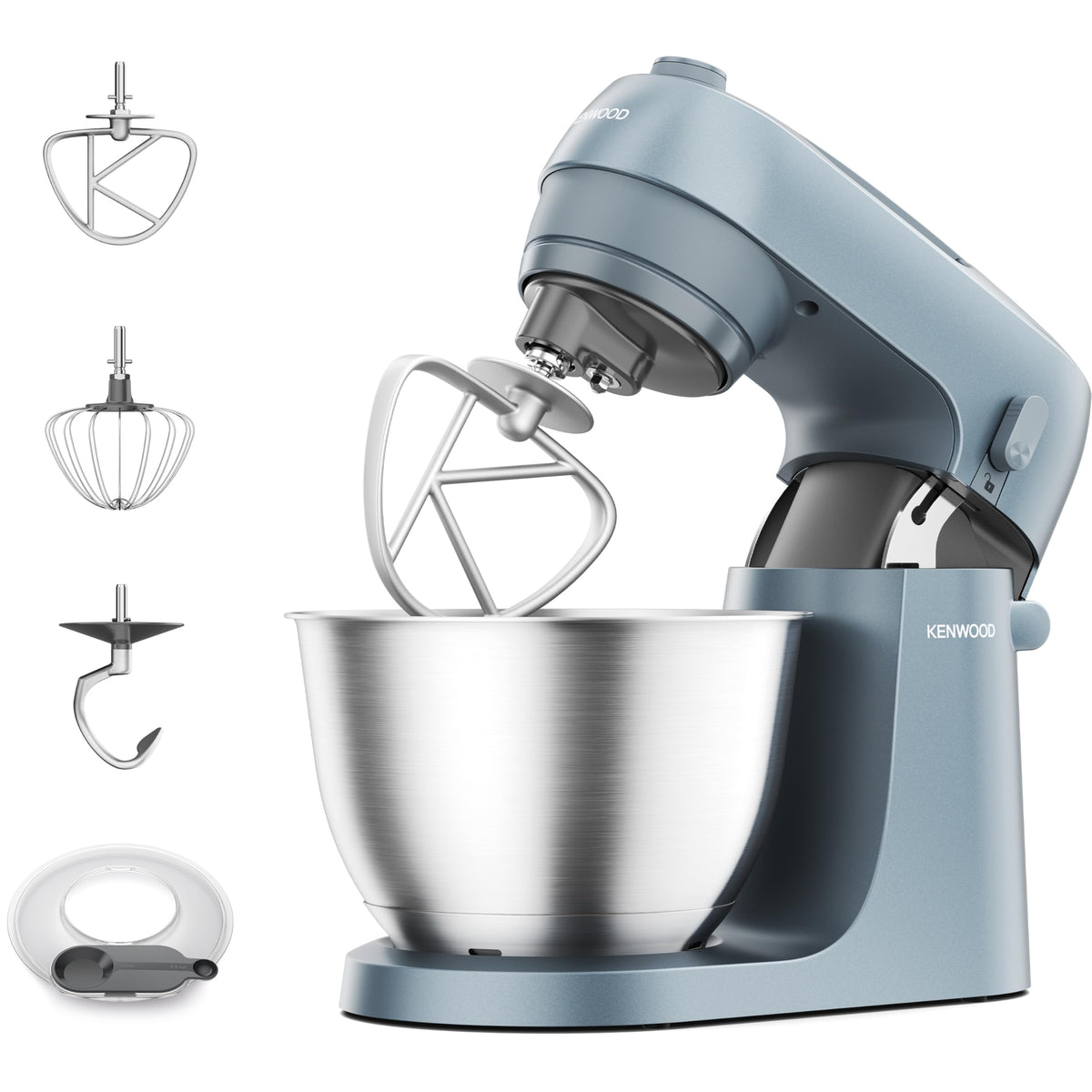 Küchenmaschine KZM35.000GY 800 W 4 L Edelstahlschüssel mit K-Haken Schneebesen und Knethaken