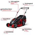 Akku-Rasenmäher GE-CM 43 Li M 36V 43 cm Schnittbreite für 600 m² Brushless Mulchfunktion 63 l Fangkorb 25-75 mm 2x 4 Ah Akku