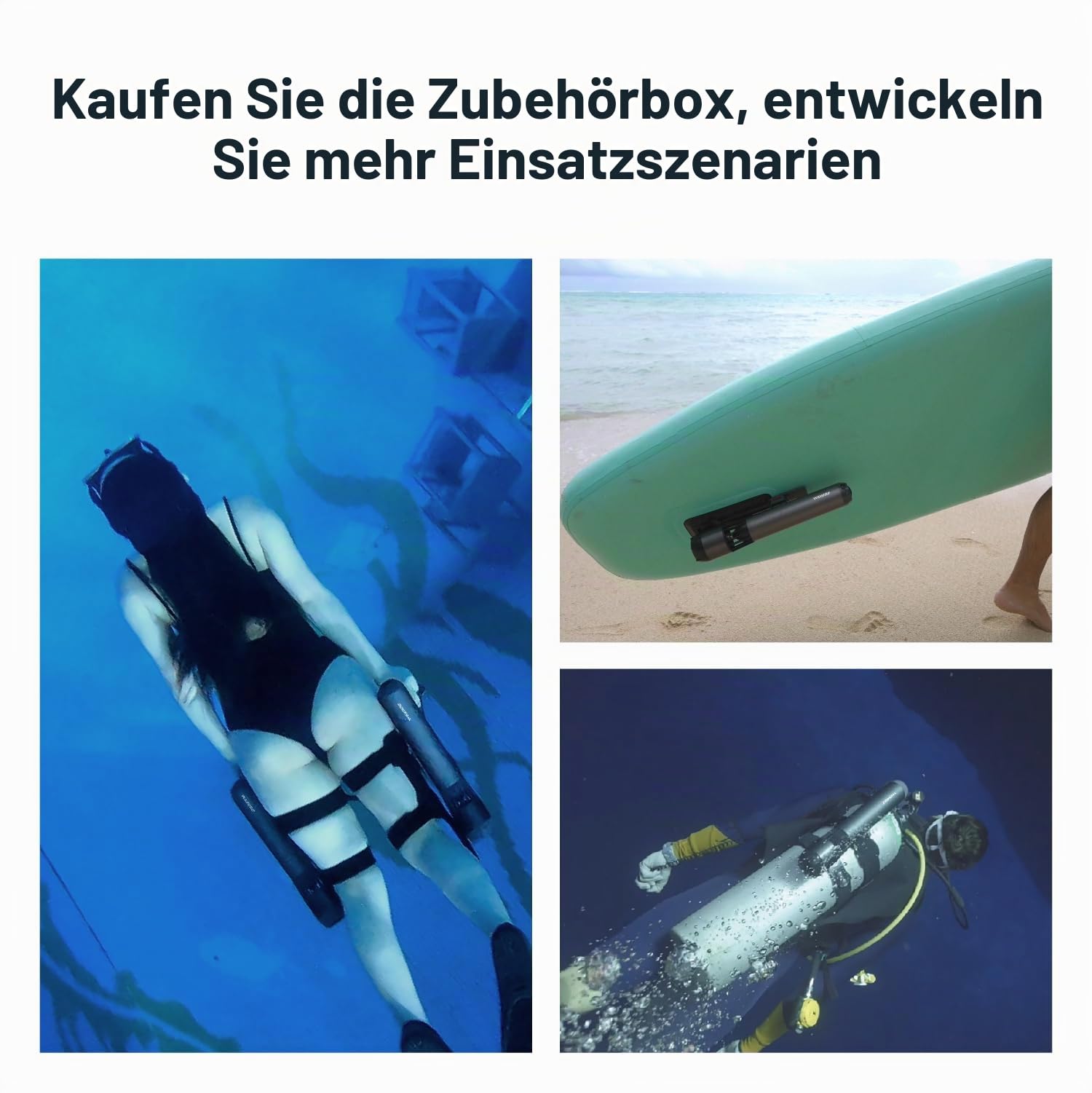 Unterwasser-Scooter mit Daumensteuerung 3 Geschwindigkeiten 56 Min Laufzeit 98 Wh Akku für SUP Tauchen Schnorcheln