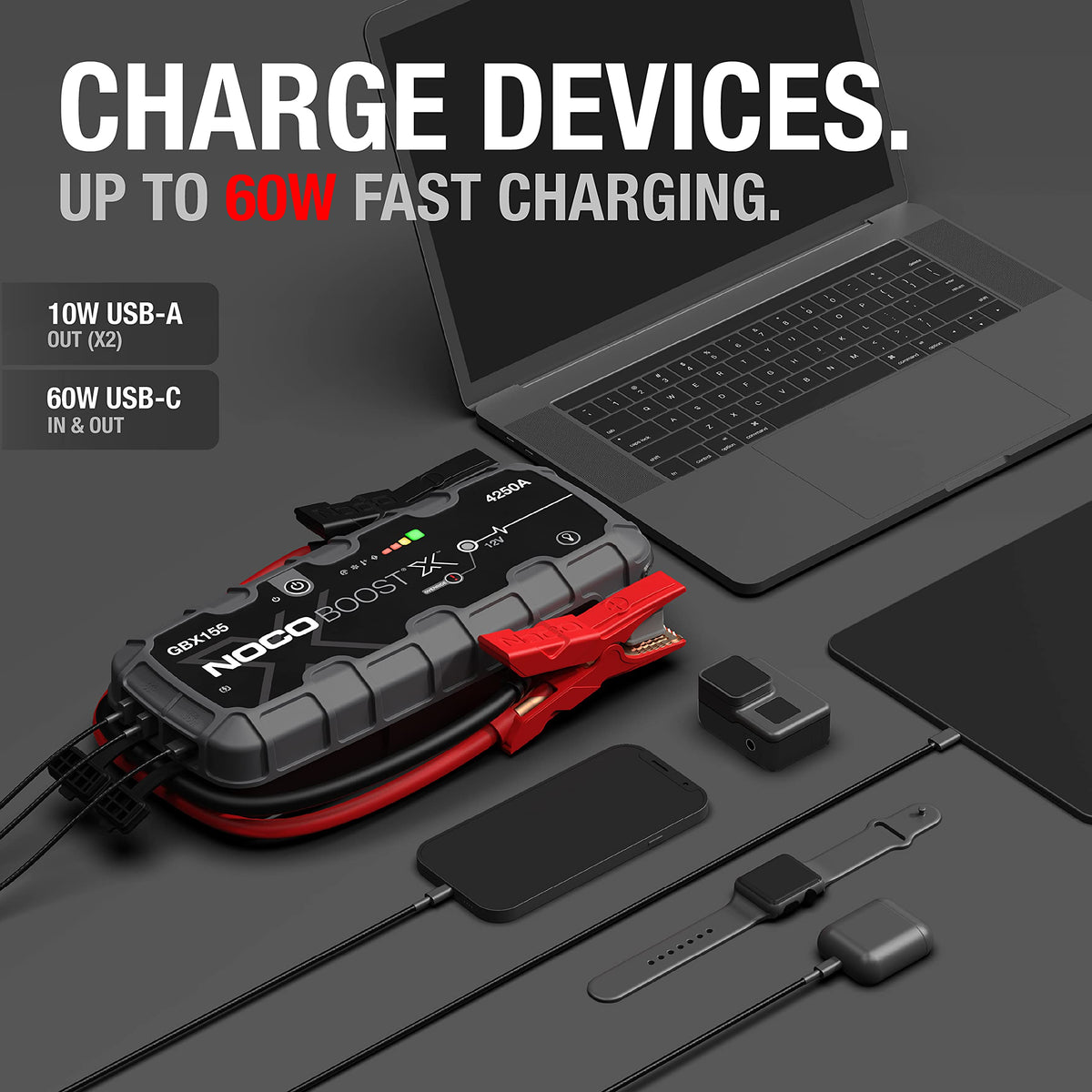 Starthilfegerät GBX155 4250 A 12 V Lithium Powerbank für Benzinmotoren bis 10 l und Dieselmotoren bis 8 l