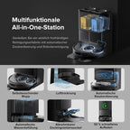 Saugroboter mit Wischfunktion QV 35A 8000 Pa 10 mm Mopp-Anhebung LiDAR-Navigation Anti-Tangle-Bürste All-in-One-Dock App-Steuerung