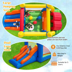 Kinder-Hüpfburg HT-M1 488 x 240 x 190 cm für 3–5 Kinder mit Rutsche Kletterbereich und Gebläse