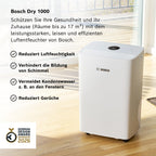 Luftentfeuchter Dry 1000 für Räume bis 17 m² 10 l/Tag Entfeuchtungsleistung 2,5 l Wassertank 3 Betriebsmodi 34 dB