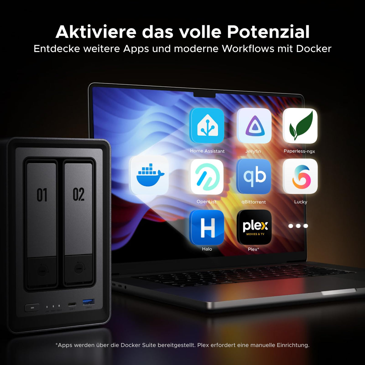 2-Bay NAS DXP2800 mit Intel N100 2,5 GbE 8 GB DDR5 2x M.2 NVMe 4K HDMI bis 80 TB ohne HDD