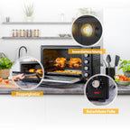 Minibackofen FA-5047 60 l 2000 W bis 230 °C 6 Heizmodi 60-Minuten-Timer Backblech Grillrost Drehspieß