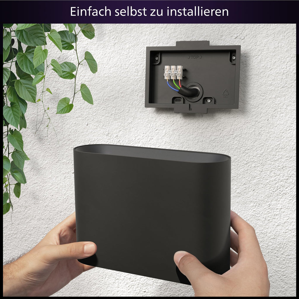 LED Wandleuchte Dymera 10 W 1500 lm IP44 Schwarz mit Farbwechsel und Sprachsteuerung für Innen- und Außenbereich