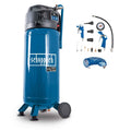 Druckluftkompressor HC51V 50 l 10 bar 1500 W 220 l/min ölfrei mit Druckminderer 2 Schnellkupplungen 13-teiligem Zubehörset und 15 m Schlauch