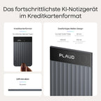 KI-Diktiergerät Note Pro 64 GB 50 Std Aufnahmezeit Bluetooth WAV Dual-Modus 5 m Aufnahmebereich 4 MEMS Mikrofone 1 VPU Mikrofon 112 Sprachen