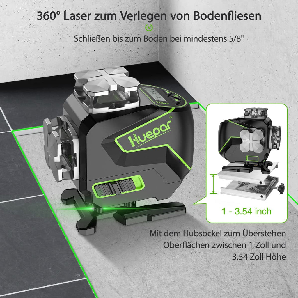 4D Kreuzlinienlaser S04CG-C 16 Linien 4x360° selbstnivellierend grüner Laser LCD Bluetooth Fernbedienung