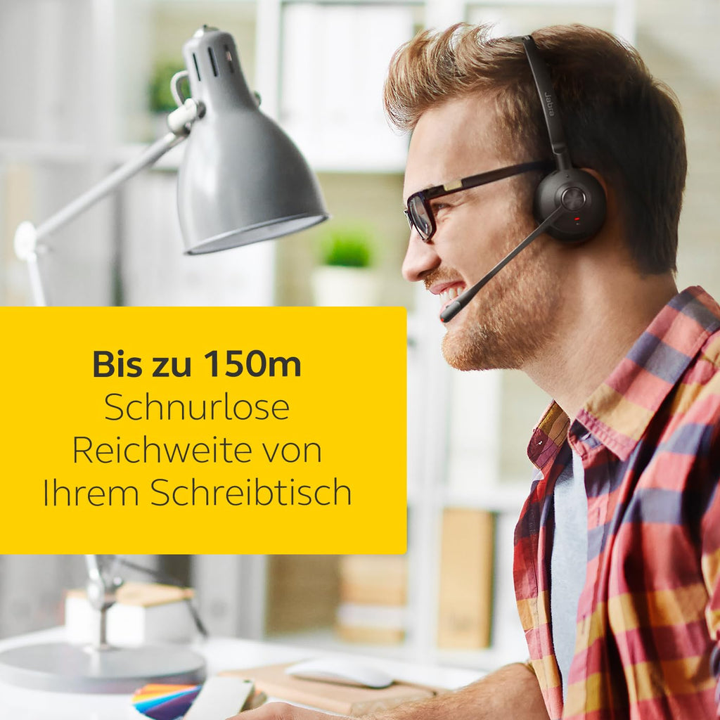 Schnurloses DECT Stereo Headset Engage 65 SE für professionelle Anrufe 13 Std. Akku 150 m Reichweite USB-C Basisstation