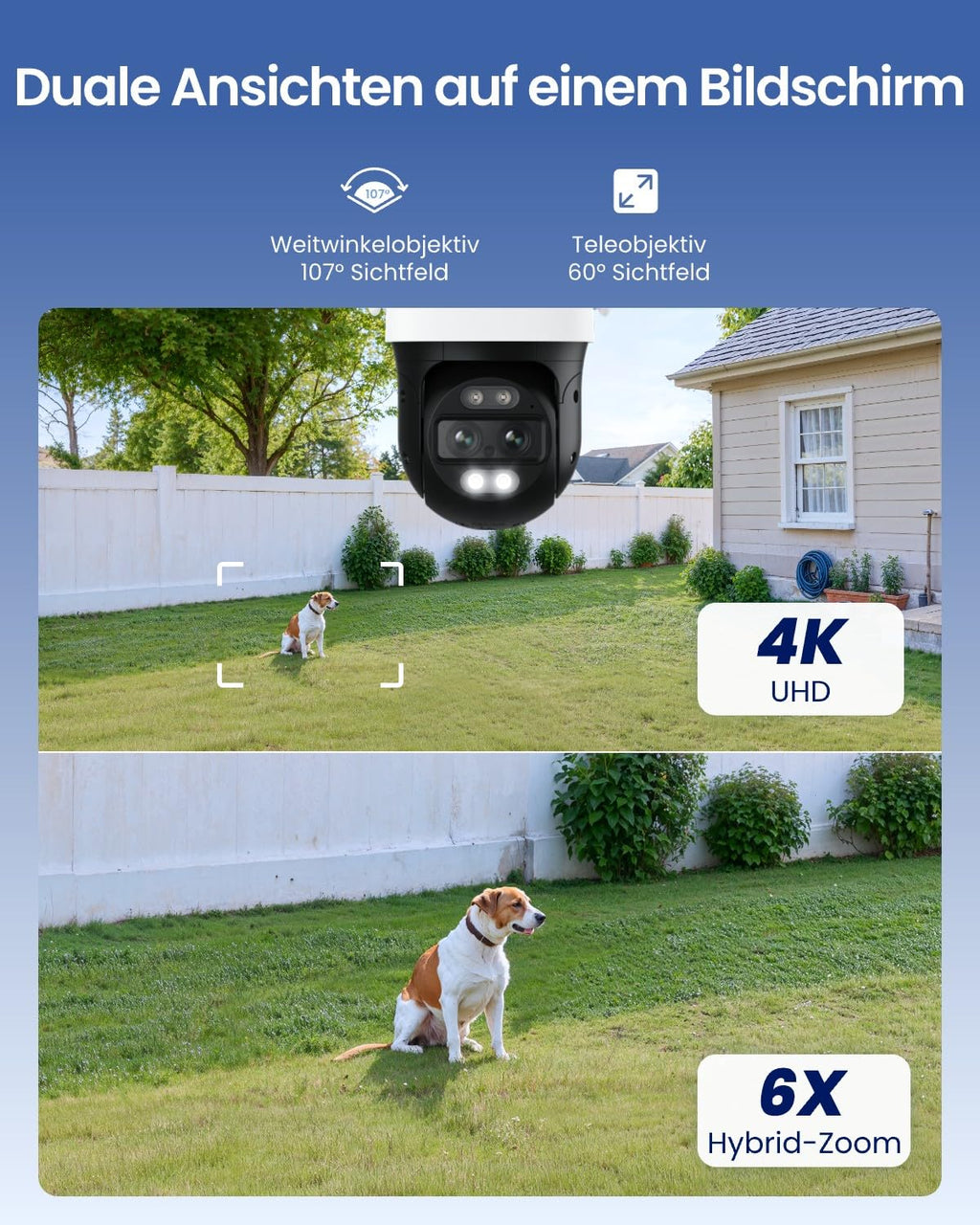 4K 8MP PTZ Überwachungskamera Outdoor TrackMix WiFi mit Wi-Fi 6 6X Hybrid-Zoom Auto-Tracking 30m Nachtsicht