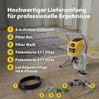 Airless Farbsprühsystem Control Pro 250 M 110 Bar mit 9 m Schlauch und Airlesspistole für Wandfarben Lacke und Lasuren