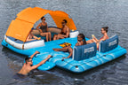 Badeinsel für 6 Personen Tropical Breeze 389 × 274 cm mit Sonnendach Kühltasche und 6 Getränkehaltern