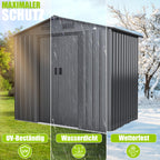 Metall Gerätehaus 4,2 m³ mit Fundamentrahmen 195 × 131 × 186 cm 2 Schiebetüren wetterfest