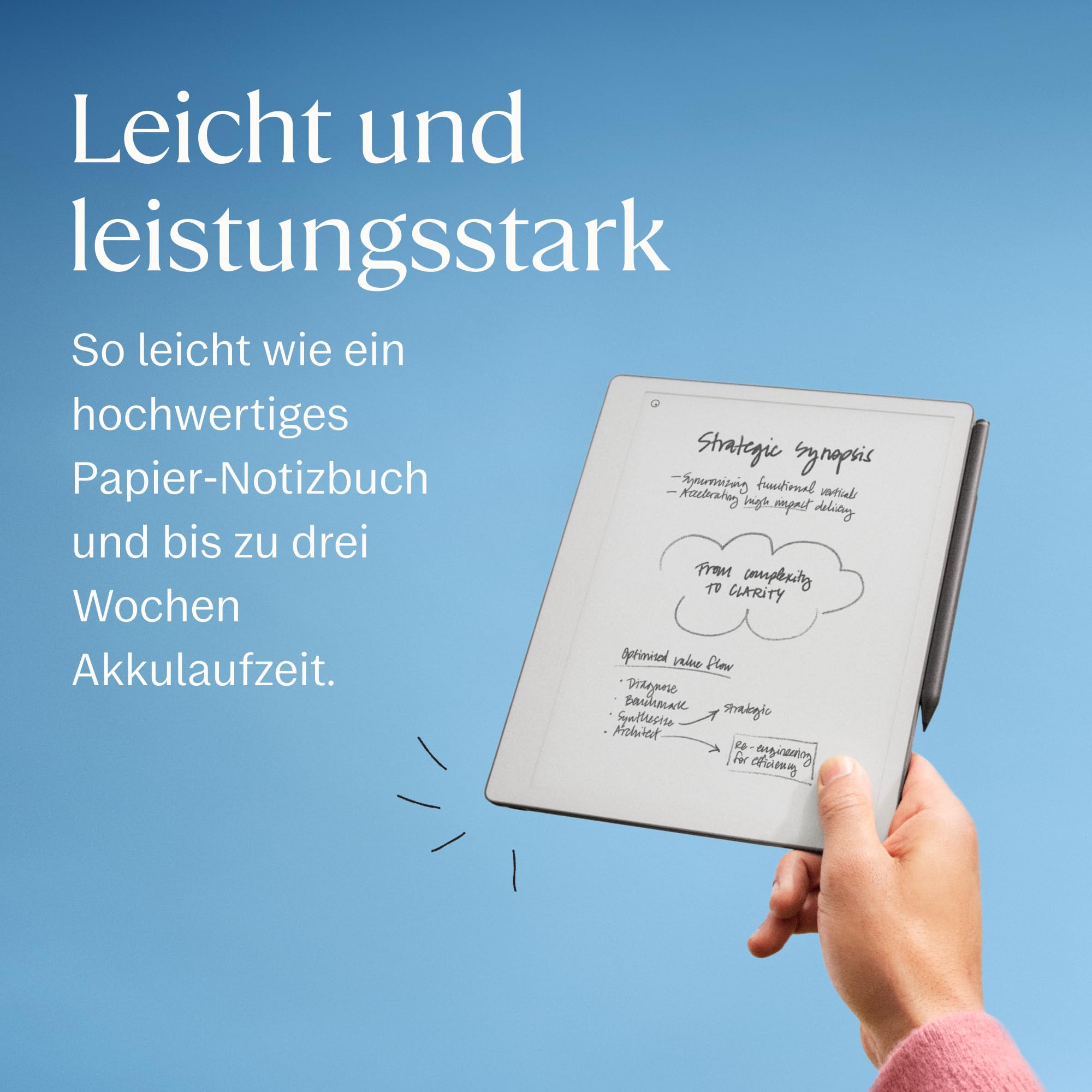 Paper Pure 10,3 Zoll E-Ink Tablet Schwarz-Weiß-Display WLAN mit Marker für Notizen Zeichnen und Dokumente