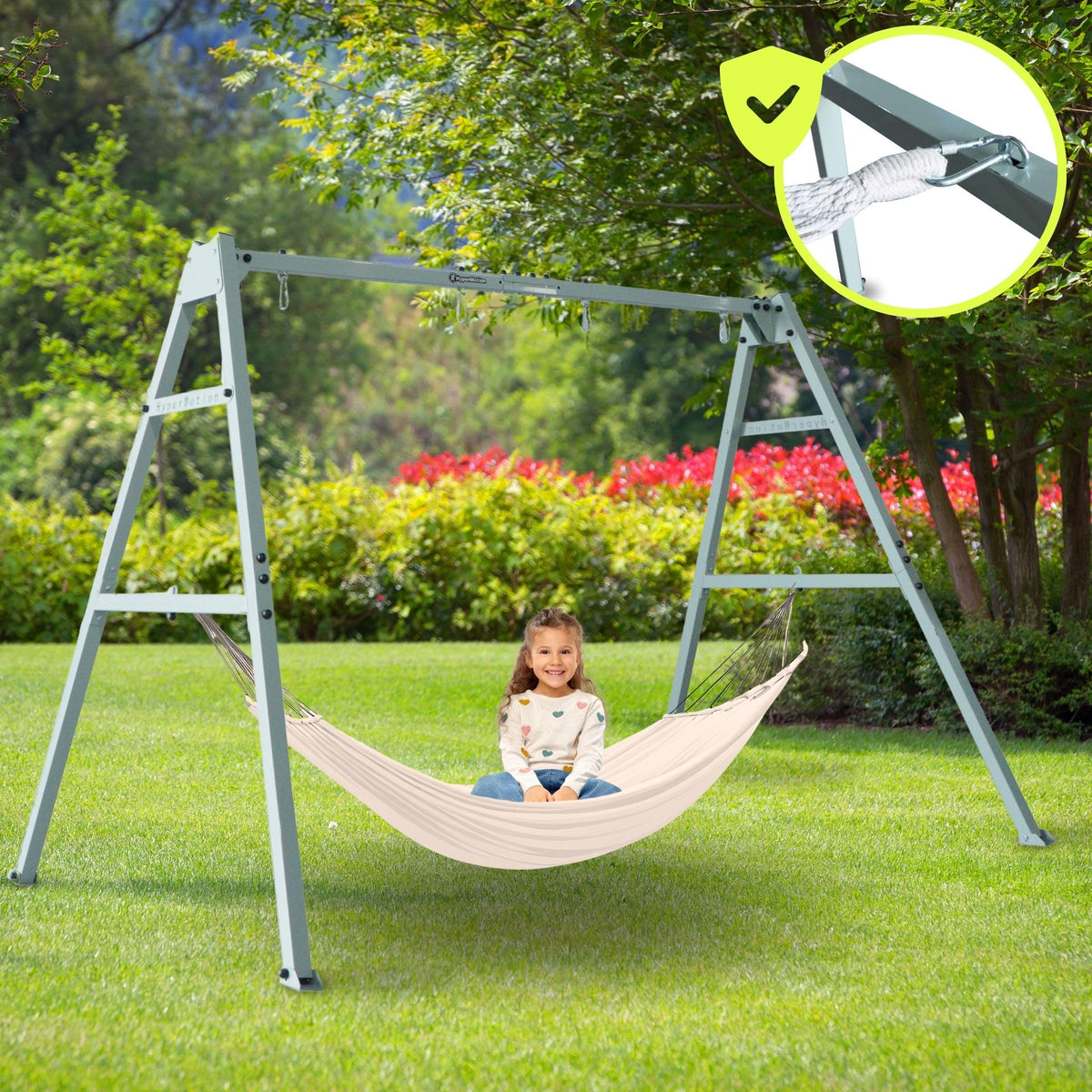 Doppelschaukel ZEST SWING HYP2014 mit Stahlgestell bis 180 kg mit Schaukel Storchennest und Hängematte