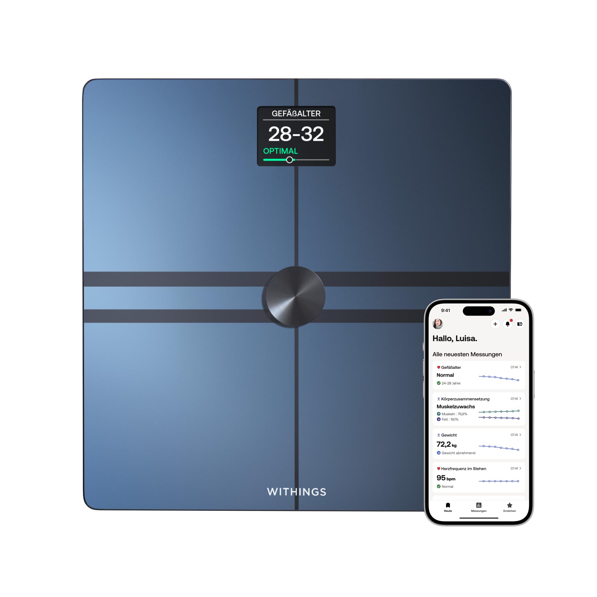 Körperanalysewaage Body Comp WBS12 Multifrequenz BIA WLAN Bluetooth 50 g Messgenauigkeit 10 Messwerte 180 kg