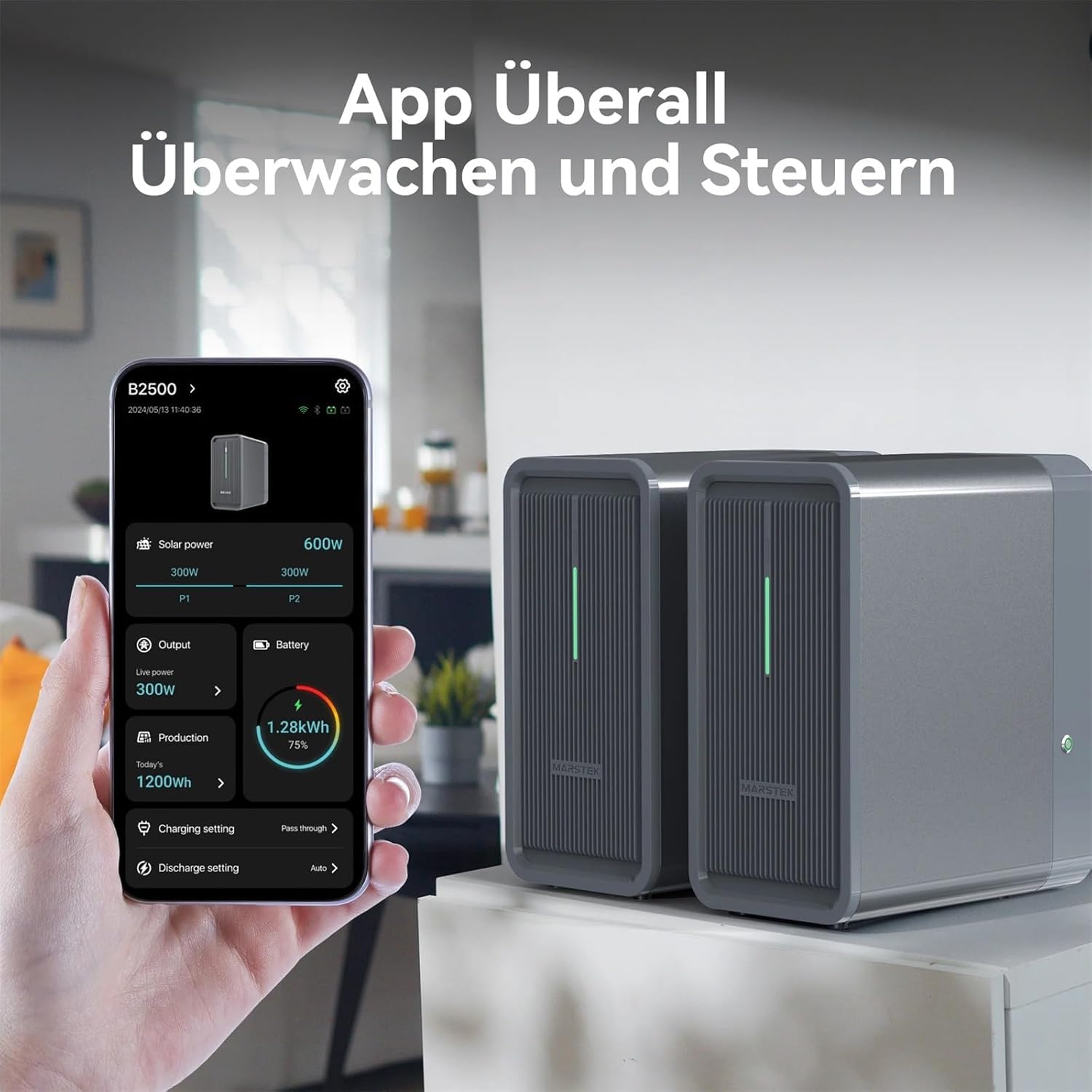B2500 Solarspeicher 2240 Wh für Balkonkraftwerke LiFePO4 Akku erweiterbar Plug & Play IP65