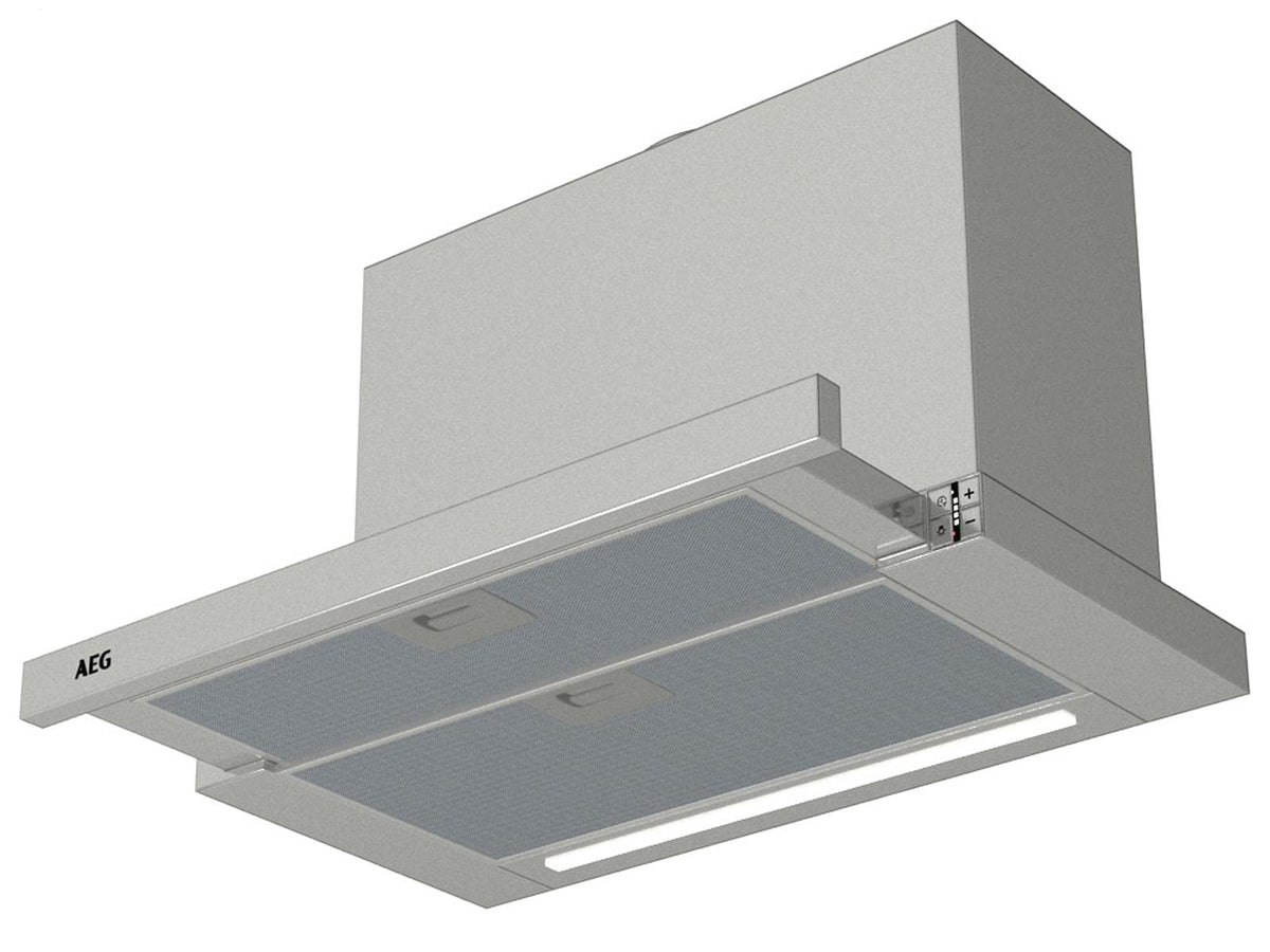 DPE5660M Flachschirmhaube 60 cm 660 m³/h 4 Stufen LED Abluft Umluft 69 dB Metall