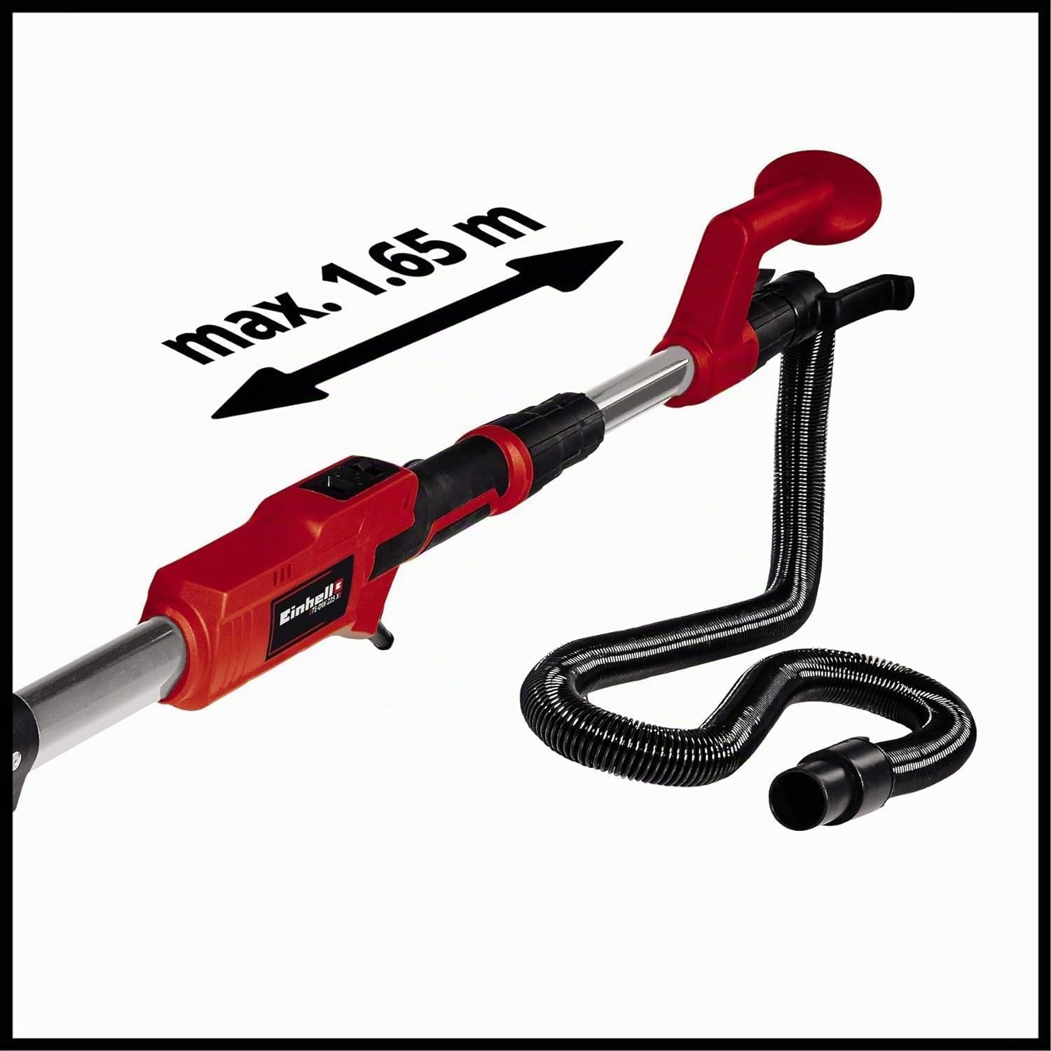 Trockenbauschleifer TE-DW 225 X 750 W 225 mm Schleifteller 600–1500 U/min Teleskopstiel bis 165 cm mit Schleifscheiben im Koffer