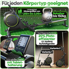 Rudergerät für Zuhause klappbar mit Wirbelstrombremse 2.0 16 Widerstandsstufen Memory-Foam-Sitzkissen und 150 kg Belastbarkeit