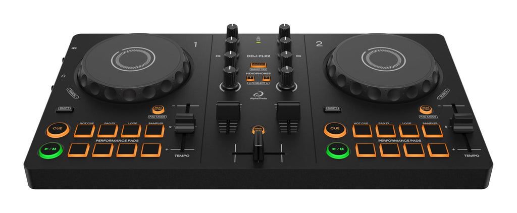 DJ-Controller DDJ-FLX2 2-Kanal USB-C kompatibel mit PC Mac Smartphone und Tablet